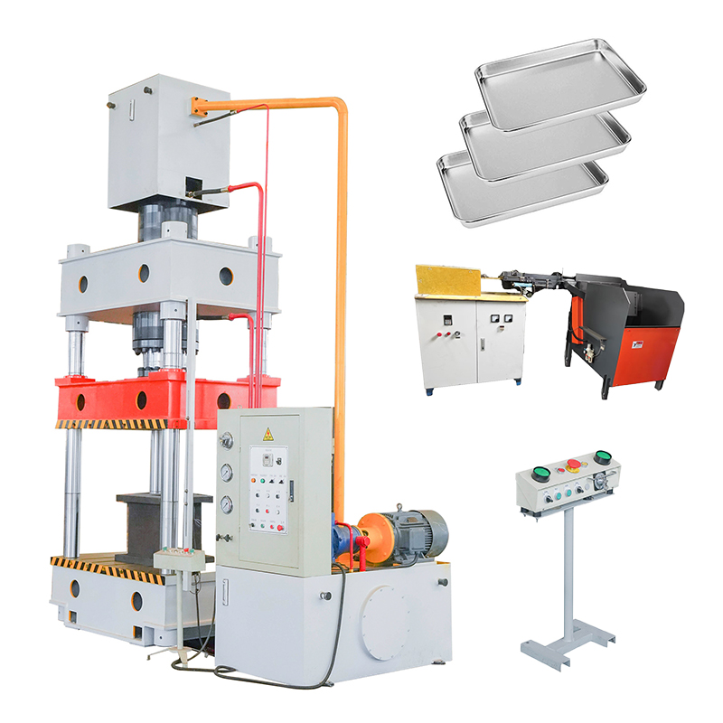 Presse de production de plateaux en acier inoxydable semi-automatique | Presse hydraulique avec moules personnalis&eacute;s